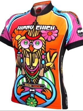 Biker Chick Hippy Chicks Women's Cycling Jersey - Orange Multicolor